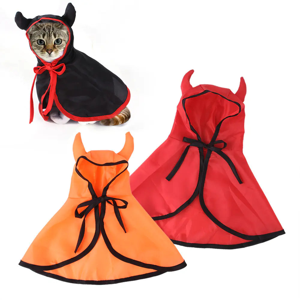 🎃🐶🐱 Capa de Halloween con Cuernos para Mascotas – ¡Divertida y Estilosa! 👻